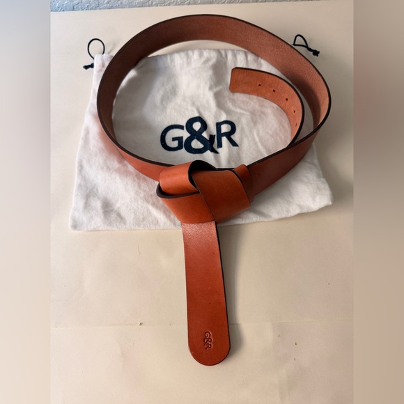 G&R Tan Knot Wrap Belt | 100% Leather Tie Waist Elegant Belt| Dust Bag Included - Picture 3 of 5